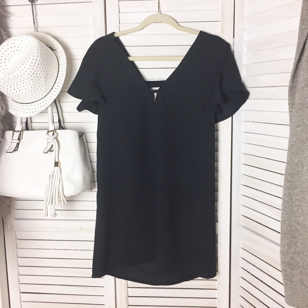 Jack by BB Dakota Black V Neck Shift Dress - XS
